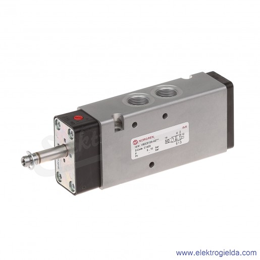 Zawór rozdzielający 5/2 G3/8 monostabilny, sterowany elektromagnetycznie, pilot zasilany wewnętrznie, 2-8 bar, bez cewki V62C513
