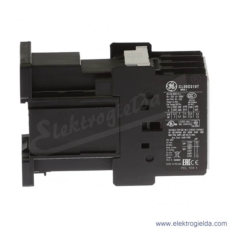Stycznik CL00D310TD 24V DC, 1NO, 4KW/400V AC-3, 25A AC-1, 3-polowy