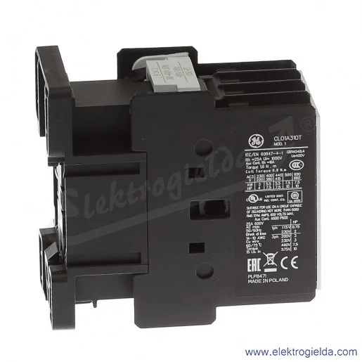 Stycznik CL01A310TU 400V AC 50/60 HZ, 1NO, 5.5KW/400V AC-3, 25A AC-1, 3-polowy