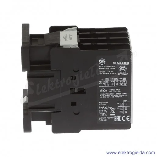 Stycznik CL04A400M6 230V AC 50/60 HZ, 16KW/400V AC-3, 60A AC-1, 4-polowy