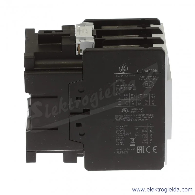 Stycznik CL09A300M6 230V AC 50/60 HZ, 45KW/400V AC-3, 140A AC-1, 3-polowy