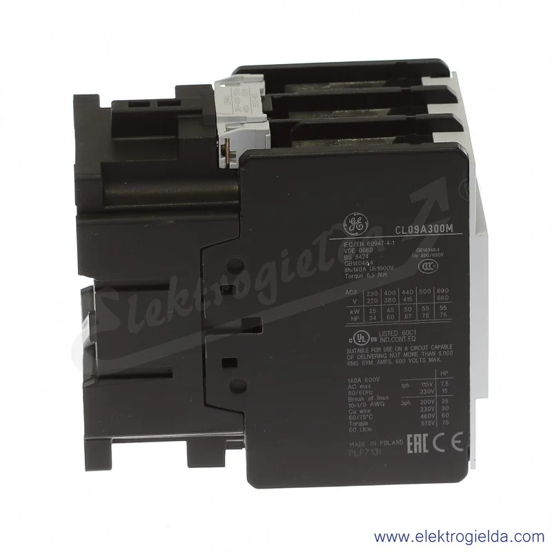 Stycznik CL09A300MU 400V AC 50/60 HZ, 45KW/400V AC-3, 140A AC-1, 3-polowy