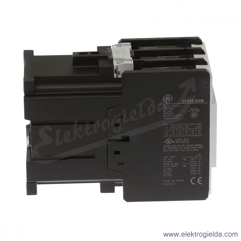 Stycznik CL09E300MD 24V AC/DC 50/60 HZ, 45KW/400V AC-3, 140A AC-1, 3-polowy