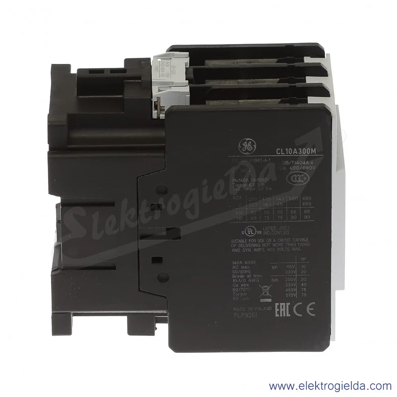 Stycznik CL10A300MU 400V AC 50/60 HZ, 55KW/400V AC-3, 140A AC-1, 3-polowy