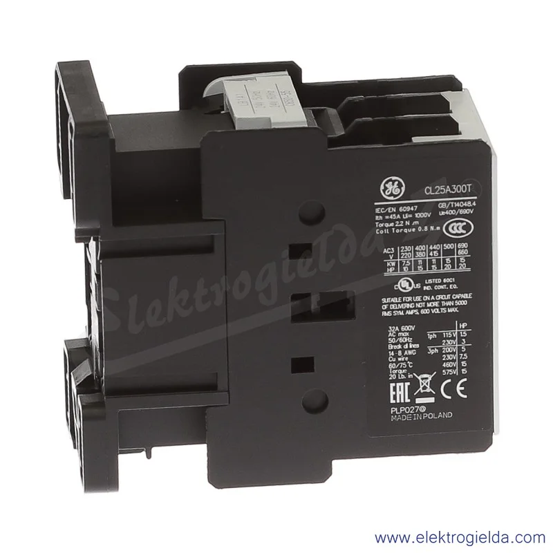 Stycznik CL25A300T6 24V AC 50/60 HZ, 11KW/400V AC-3, 45A AC-1, 3-polowy