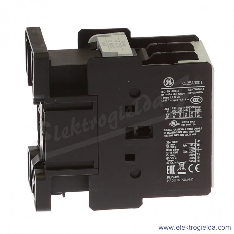 Stycznik CL25A300T6 230V AC 50/60 HZ, 11KW/400V AC-3, 45A AC-1, 3-polowy