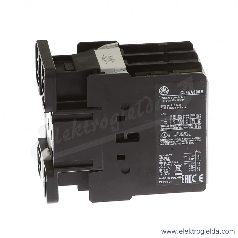 Stycznik CL45A300M3 110V AC 50/60 HZ, 18.5KW/400V AC-3, 60A AC-1, 3-polowy