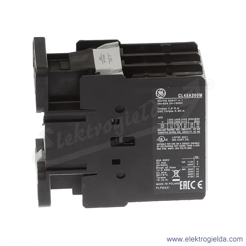 Stycznik CL45A300M9 48V AC 50/60 HZ, 18.5KW/400V AC-3, 60A AC-1, 3-polowy