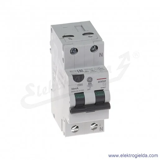Wyłącznik różnicowo-nadprądowy DM60B06/030 2P 6A B 0,03A typ AC