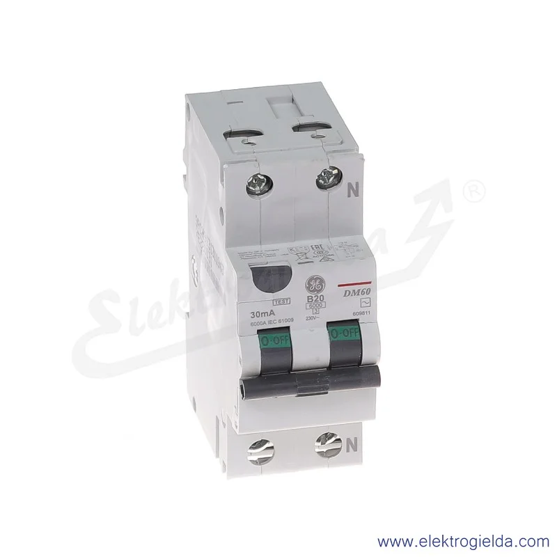 Wyłącznik różnicowo-nadprądowy DM60B20/030 2P 20A B 0,03A typ AC