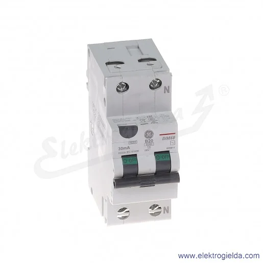 Wyłącznik różnicowo-nadprądowy DM60B20/030 2P 20A B 0,03A typ AC