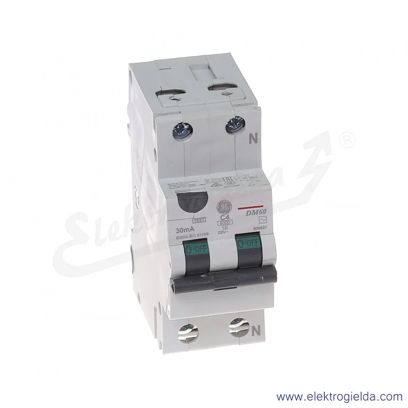 Wyłącznik różnicowo-nadprądowy DM60C04/030 2P 4A C 0,03A typ AC