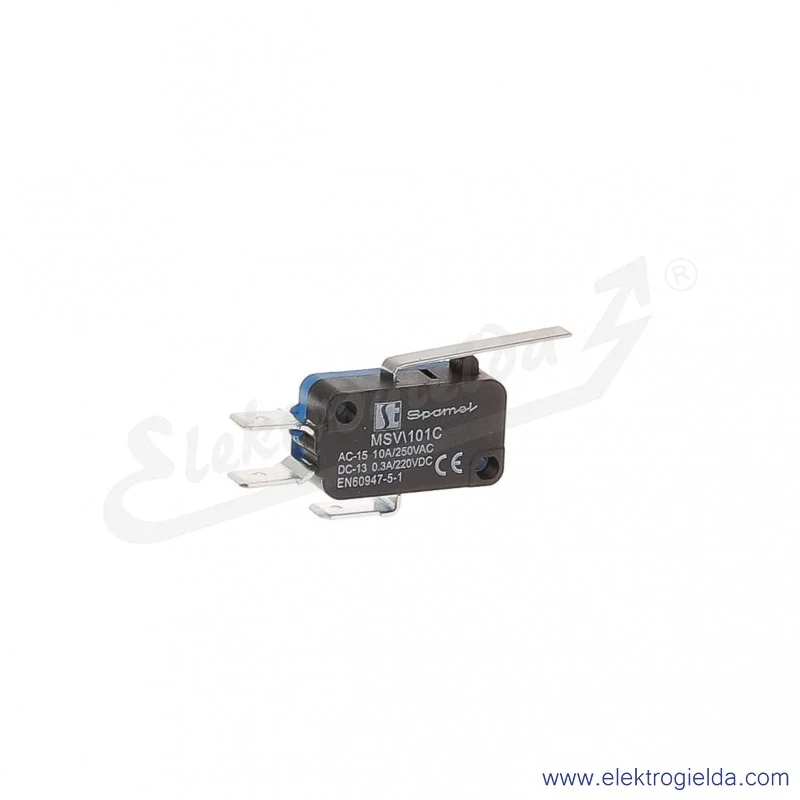 MSV\101C łącznik miniaturowy z dźwignią płaska długą, 1NO, 1NC, tworzywo sztuczne