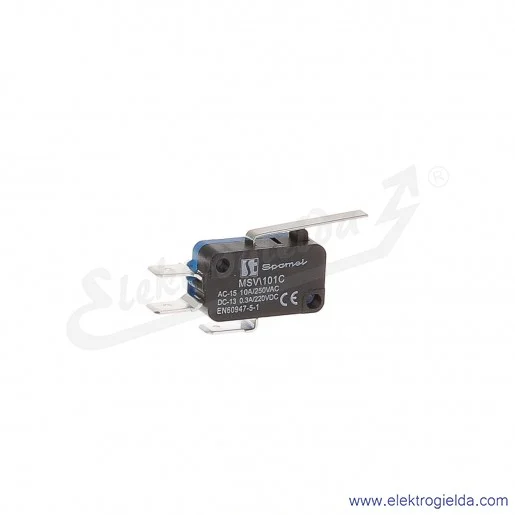 MSV\101C łącznik miniaturowy z dźwignią płaska długą, 1NO, 1NC, tworzywo sztuczne