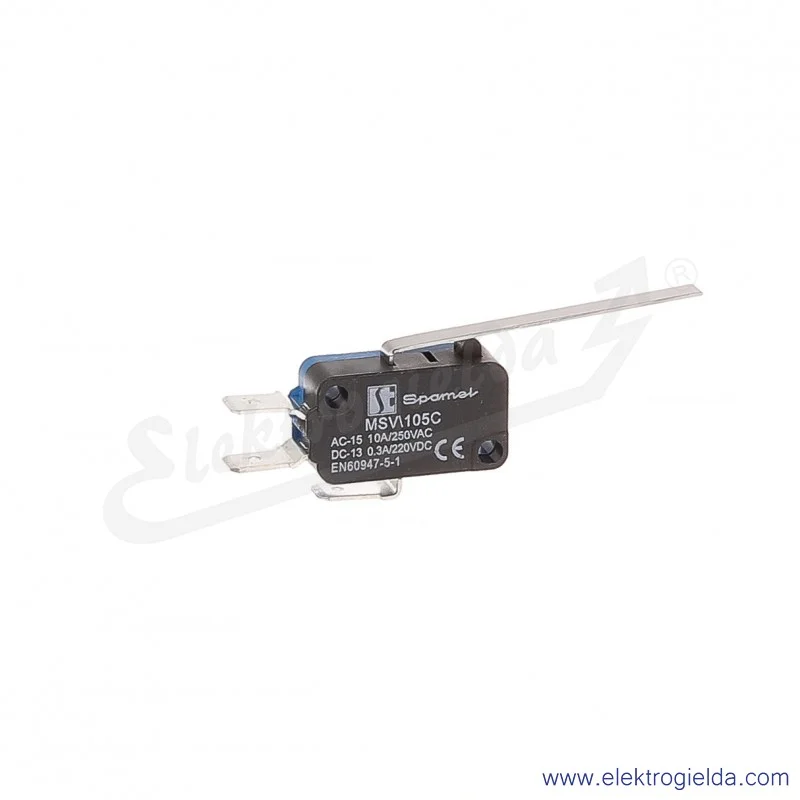MSV\104C łącznik miniaturowy dźwignia z rolką krótka, 1NO, 1NC, tworzywo sztuczne