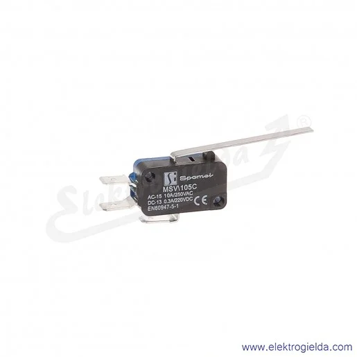 MSV\104C łącznik miniaturowy dźwignia z rolką krótka, 1NO, 1NC, tworzywo sztuczne
