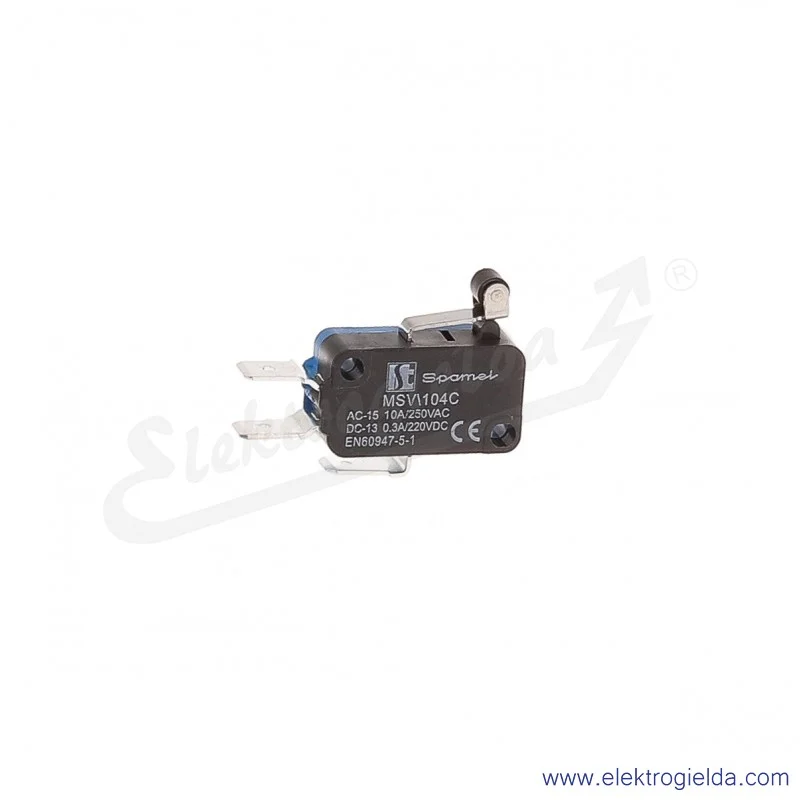 MSV\104C łącznik miniaturowy dźwignia z rolką krótka, 1NO, 1NC, tworzywo sztuczne
