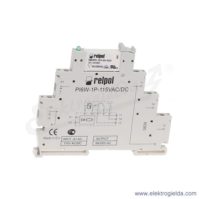 Przekaźnik interfejsowy PIR6W-1P-115VAC/DC z wyjściem stykowym 1P 