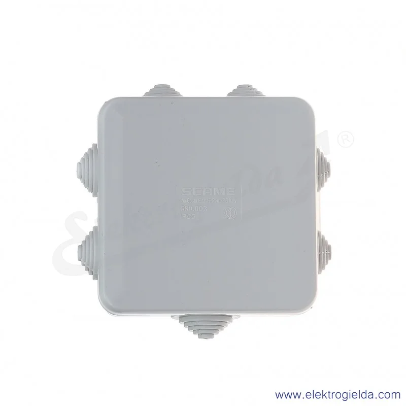 Puszka instalacyjna 680.003 80x80x40 mm z dławnicami, IP55, montaż natynkowy