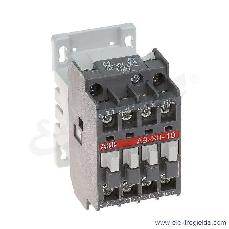 Stycznik A9-30-10 230V AC 50/60 HZ, 1NO, 4KW/400V AC-3, 25A AC-1, 3-polowy