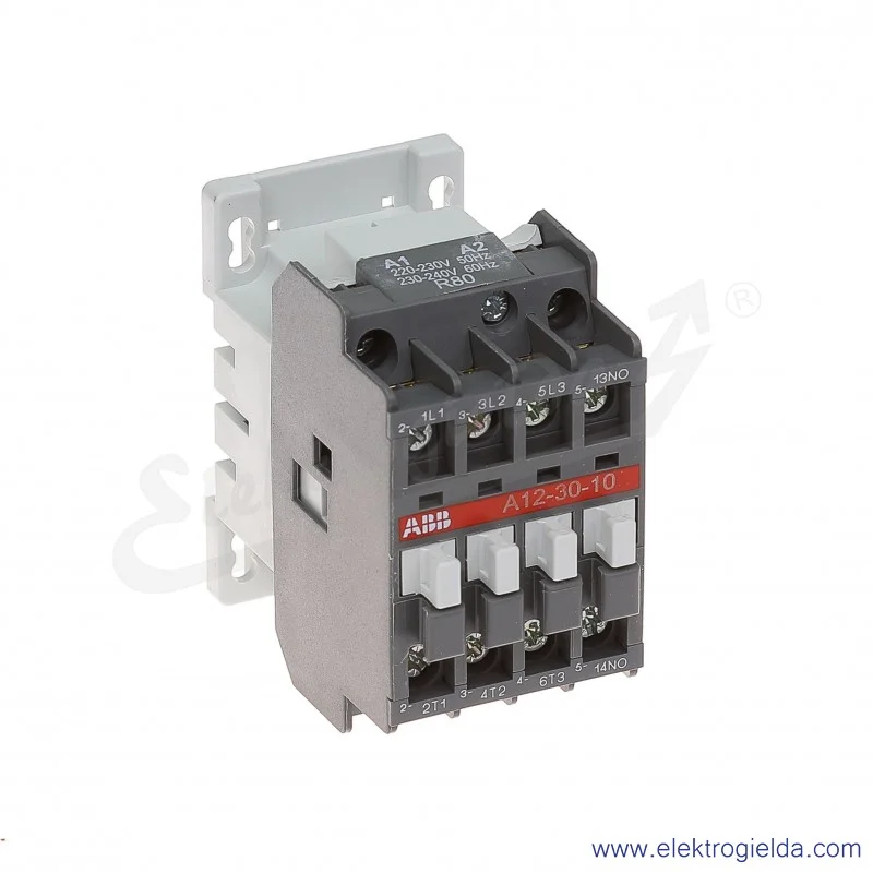 Stycznik A12-30-10 230V AC 50/60 HZ, 1NO, 5.5KW/400V AC-3, 27A AC-1, 3-polowy