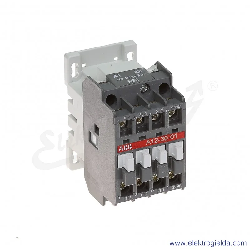 Stycznik A12-30-01 48V AC 50/60 HZ, 1NC, 5.5KW/400V AC-3, 27A AC-1, 3-polowy