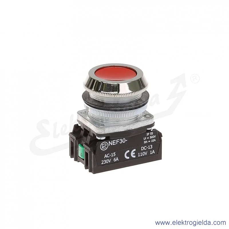 Przycisk sterowniczy NEF30 Kc2X czerwony kryty 30mm 2NO