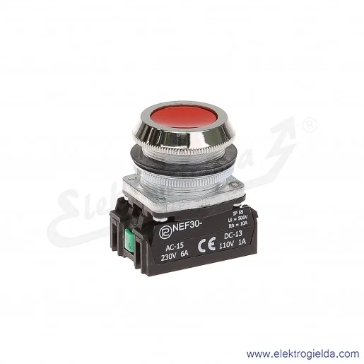 Przycisk sterowniczy NEF30 Kc2X czerwony kryty 30mm 2NO