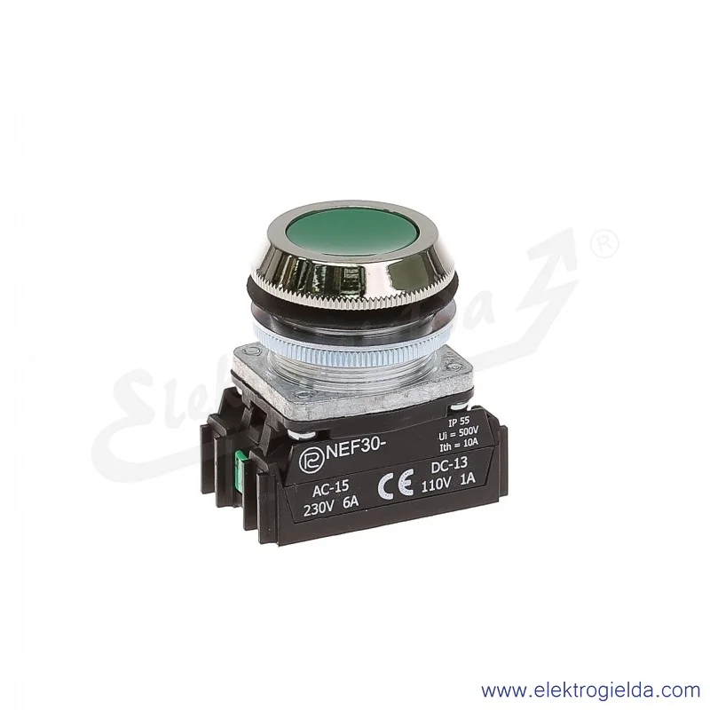 Przycisk sterowniczy NEF30 Kz2X zielony kryty 30mm 2NO