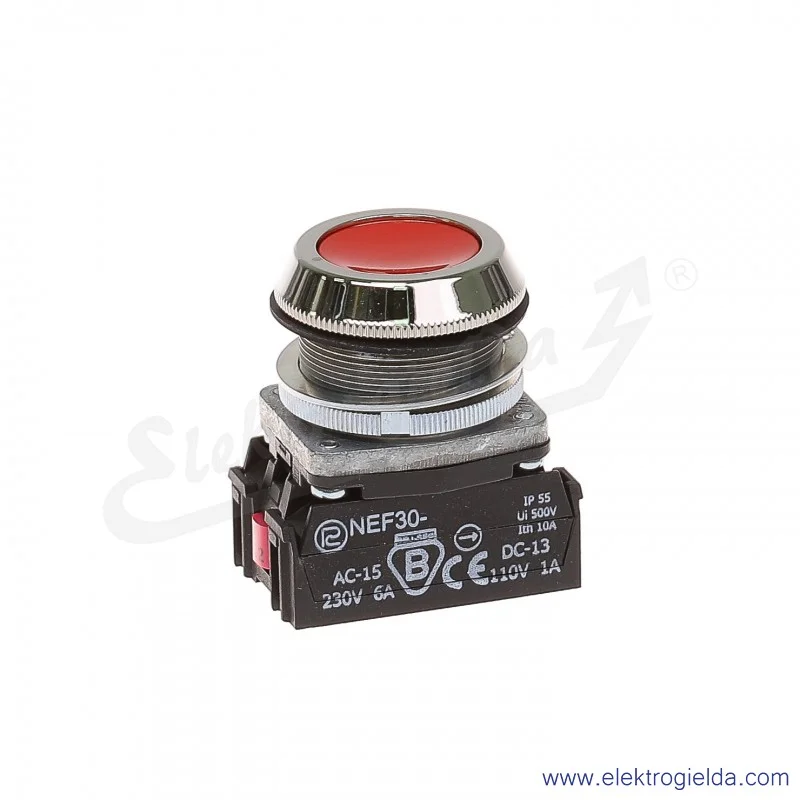 Przycisk sterowniczy NEF30 Kc2Y czerwony kryty 30mm 2NC