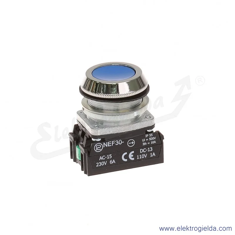 Przycisk sterowniczy NEF30 KnXY niebieski kryty 30mm 1NO+1NC