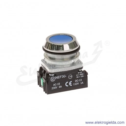 Przycisk sterowniczy NEF30 KnXY niebieski kryty 30mm 1NO+1NC