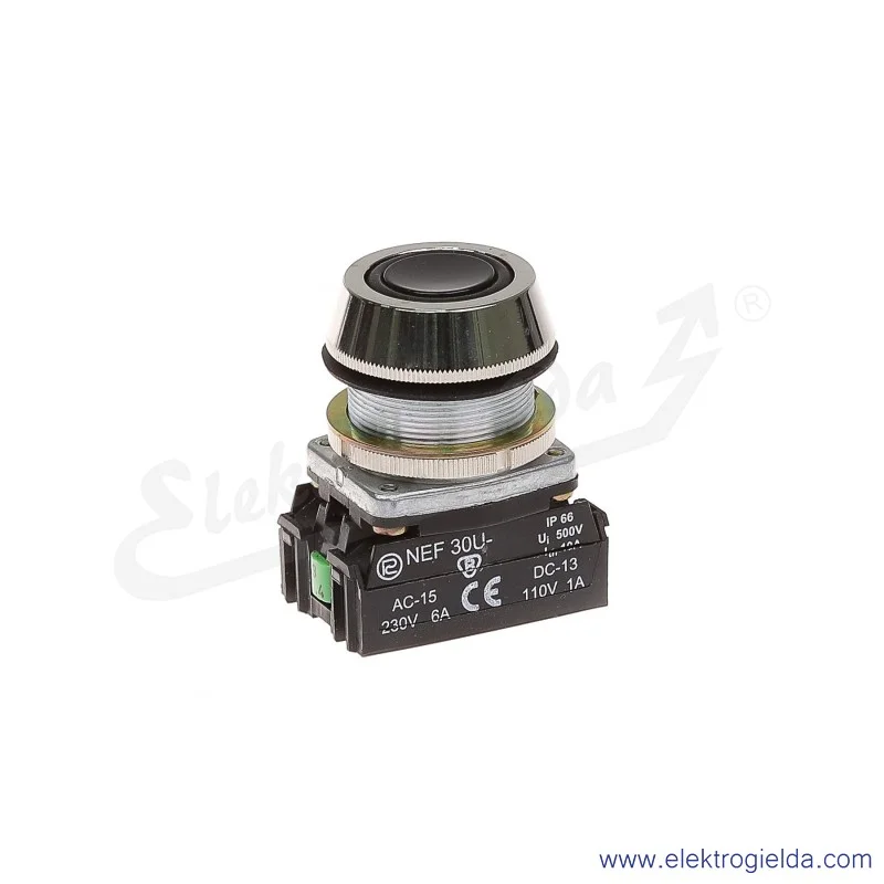 Przycisk sterowniczy NEF30 UKs2X czarny kryty uszczelniony 30mm 2NO