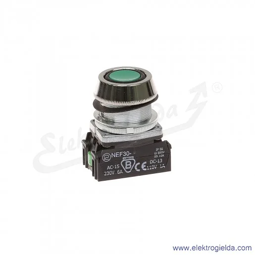 Przycisk sterowniczy NEF30 UKz2X zielony kryty uszczelniony 30mm 2NO Przycisk sterowniczy NEF30 UKz2X zielony kryty uszczelniony 30mm 2NO