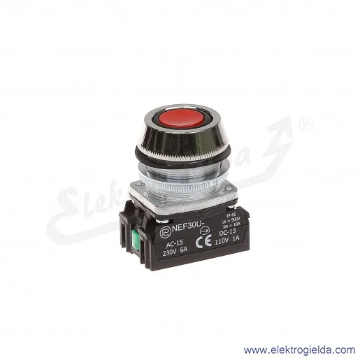 Przycisk sterowniczy NEF30 UKcXY czerwony kryty uszczelniony 30mm 1NO+1NC