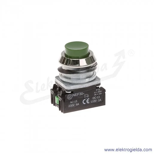 Przycisk sterowniczy NEF30 WzXY zielony wystający 30mm 1NO+1NC