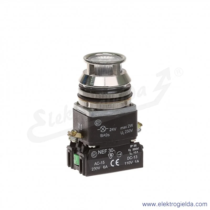 Przycisk sterowniczy NEF30 KLbXY 24V biały kryty podświetlany 30mm 1NO+1NC
