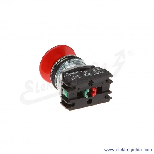Przycisk dłoniowy NEF30 DcXY czerwony impulsowy 30mm 1NO+1NC
