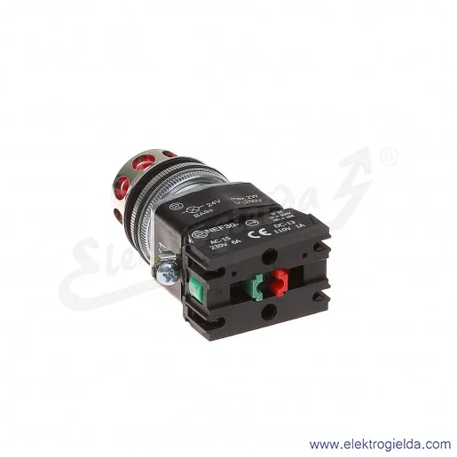 Przycisk sterowniczy NEF30 KLcXY 24V czerwony kryty podświetlany 30mm 1NO+1NC