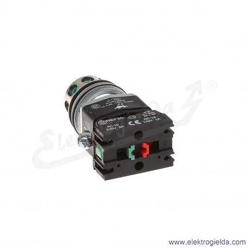 Przycisk sterowniczy NEF30 KLDzXY 24-230VAC/DC zielony LED kryty podświetlany 30mm 1NO+1NC