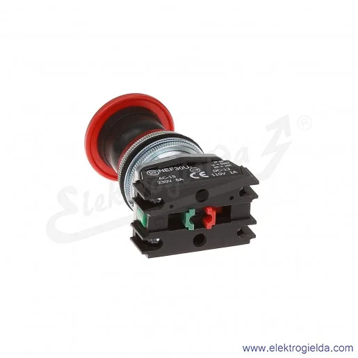 Przycisk awaryjny NEF30 UDRcXY czerwony dłoniowy ryglowany uszczelniony 30mm 1NO+1NC