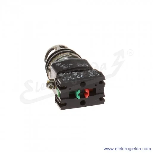 Przycisk sterowniczy NEF30 UKLcXY 24V czerwony kryty podświetlany uszczelniony 30mm 1NO+1NC