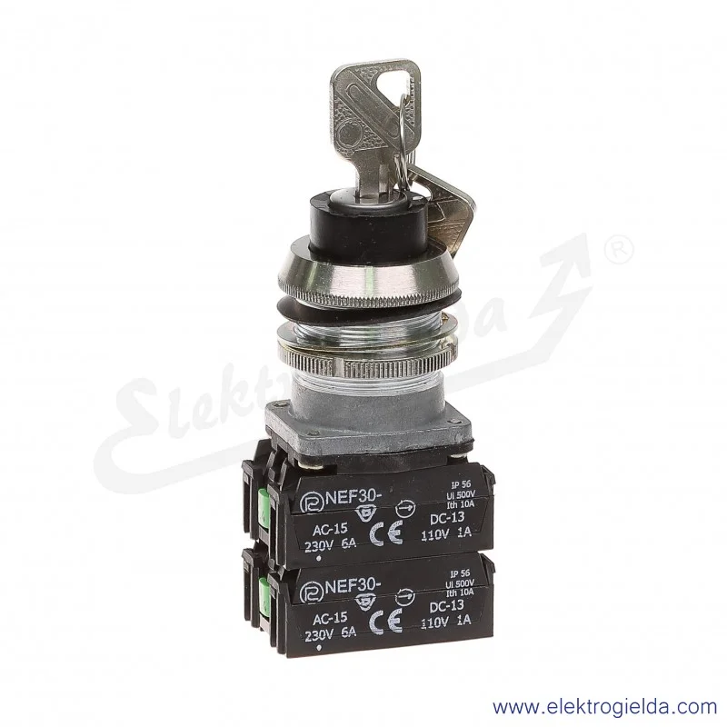 Przełącznik kluczykowy NEF30 Z 2X2Y 1-0-2 stabilny 30mm 2NO+2NC
