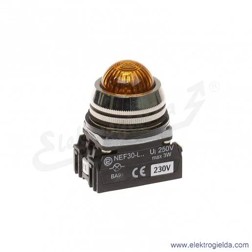 Lampka sygnalizacyjna NEF30 LEg 230V AC/DC żółta klosz sferyczny 30mm