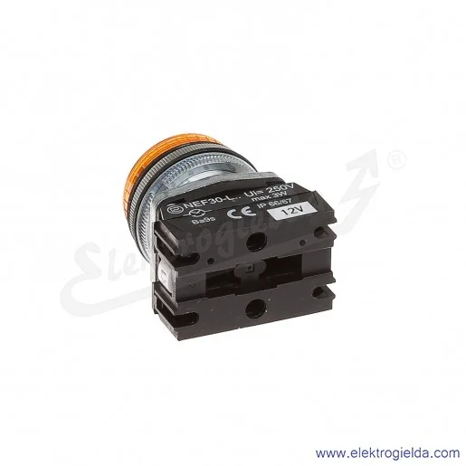 Lampka sygnalizacyjna NEF30 LPg 12V AC/DC żółta klosz płaski 30mm