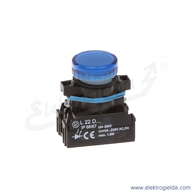 Lampka sygnalizacyjna L22 Dn 24-230V AC/DC niebieska klosz płaski
