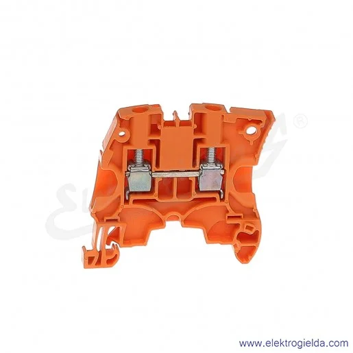 Złączka ZS6-OR przelotowa z zaciskami śrubowymi 0,2-6mm2; szerokość 6mm; pomarańczowa