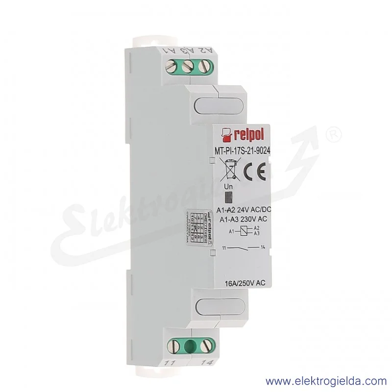 Przekaźnik elektromagnetyczny modułowy MT-PI-17S-21-9024 1Z 24VAC/DC lub 230VAC