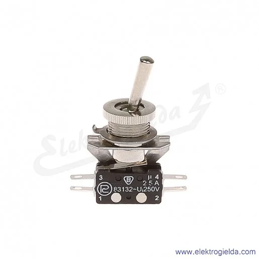 Łącznik miniaturowy 83-544-02s z napędem ręcznym 0-1 1Z+1R srebrzony Łącznik miniaturowy 83-544-02s z napędem ręcznym 0-1 1Z+1R srebrzony