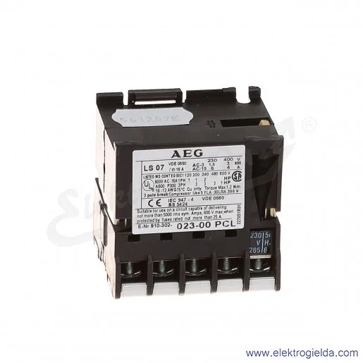 Stycznik LS 07.01 230V AC 50/60 HZ, 1NC, 3KW/400V AC-3, 16A AC-1, 3-polowy